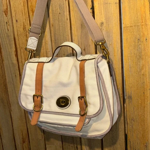 Fossil Canvas Flap closure bag with Leather Trim - Picture 3 of 9
